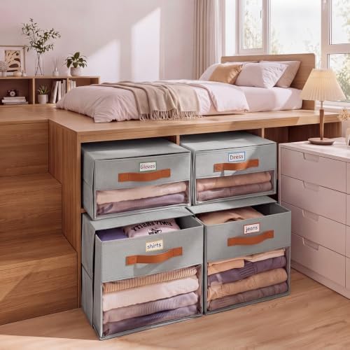 Windyun 4 Pack Dorm Under Bed Storage Drawer Organizer Bin, 23.6'' x 18.5''