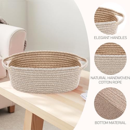 JMvicyroam Small Woven Basket, Empty Gift Basket, Oatmeal/3 Pack