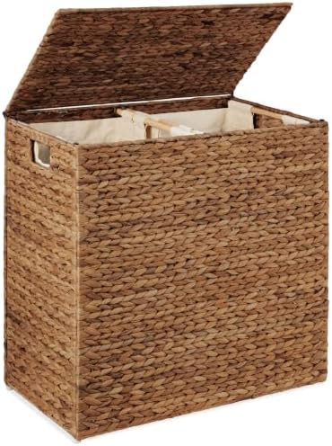 Best Choice Products X-Large Laundry Hamper with Lid, Natural Handwoven Hyacinth Laundry Basket, W/Removeable & Washable Liner Bag, Portable, Handles, 53 Gallon (200 liters) - Chestnut