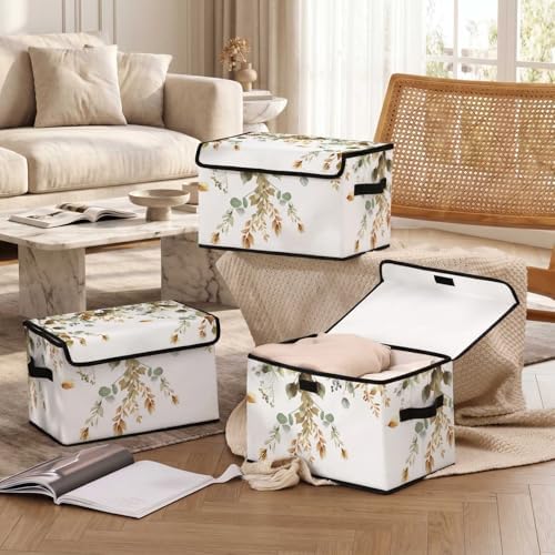 Stackable Clothes Storage Bins with Lids 3 Pack