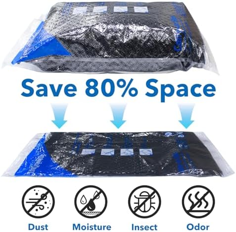 MEIQIHOME Vacuum Storage Bags, Space Saver Sealer Bags for Clothing, Pillows, Comforters, Blankets, Bedding, Travel, 16 Roll Bags, PA+PE Material