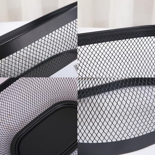 AJIODA Metal Mesh Steel Basket, Oval Metal Wire Storage Organizer Baskets Multi Functional Kitchen Baskets Countertop Fruit Baskets Garden Harvest Basket for Kitchen Picnic Decor Cabinet Home, Black