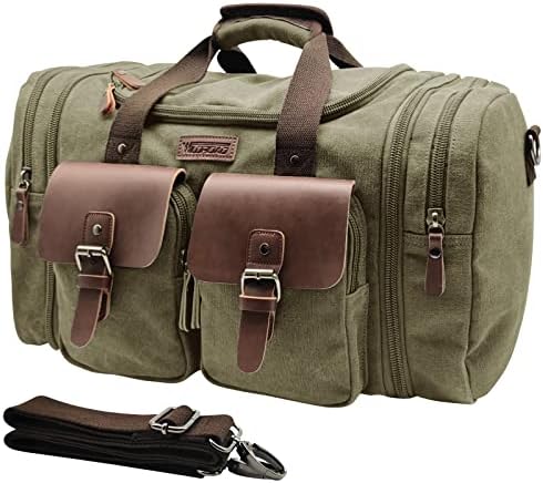 Wildroad Canvas Duffle Bag - 50L Expandable Weekender Overnight Travel Bag