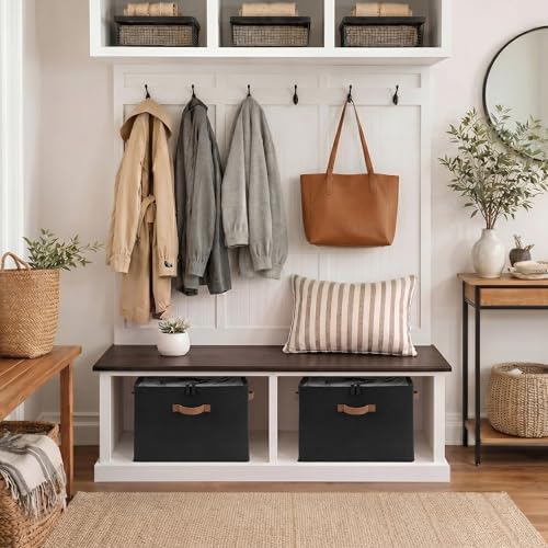 StorageWorks 16-Pair Closet Shoe Organizer with Adjustable Dividers, Black | Holds up to 16 Pairs, Foldable, Clear Lid, Reinforced Handles, Fits Sneakers, Boots & Heels, For Entryway, Bedroom & RV