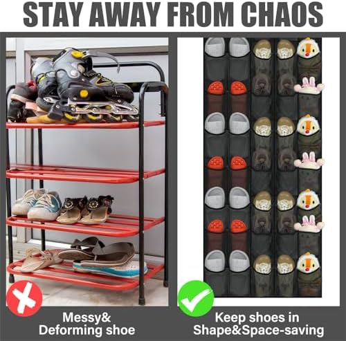 Windyun 1 Pcs 40 Pocket Over the Door Shoe Organizer Hang,Black