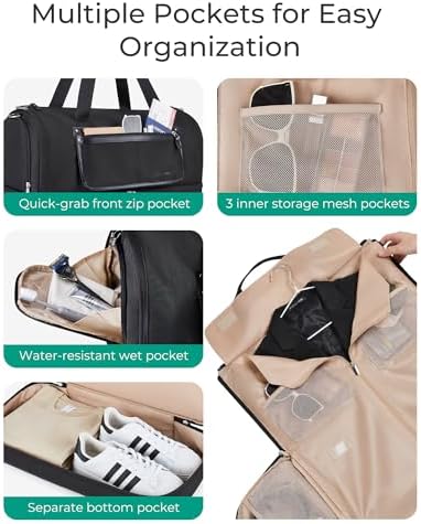 BAGSMART Medium Garment Bags for Travel, Convertible Travel Garment Duffle Bag Suit Bags for Women, 2 in 1 Garment Bags with Shoe Compartment