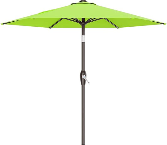 AreShark 7.5FT Patio Umbrella Table Market Umbrella with 6 Sturdy Ribs, Button Tilt/Crank Heavy-Duty Round Outdoor Umbrellas for Garden, Deck, Backyard,and Pool, Apple Green