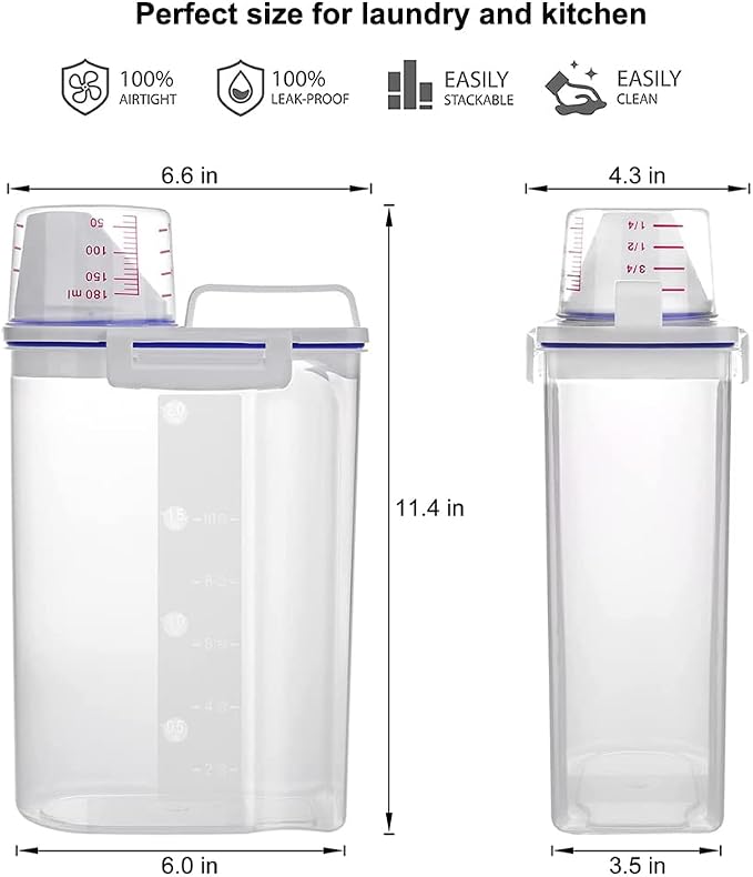 Laundry Detergent Dispenser - 70oz Scent Booster Beads Dispenser with Lids, Suitable for Laundry Beads, Oatmeal, Pet Food