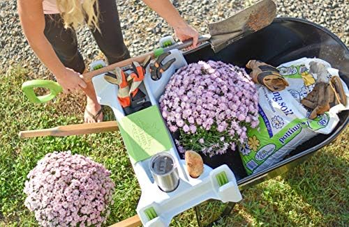 The Burro Buddy, USA Made Lawn/Garden Tray for All 4-6 cu. ft. wheelbarrows. Holds rake, Shovel, Short Handle Tools, Drinks & Water Tight Storage for Phone. Wheelbarrow not Included. Great Gift!