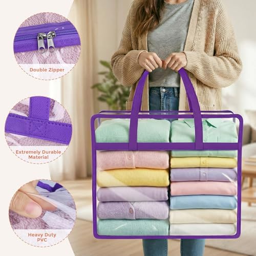 4 Pack Clear Storage Bags for Clothes, 45L Closet Organizers and Storage