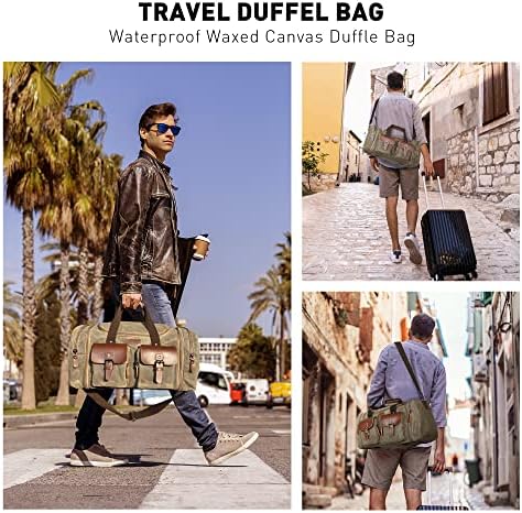 Wildroad Waxed Canvas Duffle Bag - 50L Weekender Overnight Travel Bag