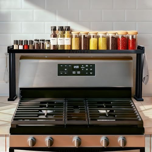 Bamboo Over the Stove Shelf,Shelf for Back of Stove Spice Rack Organizer