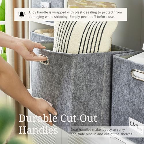 DECOMOMO Felt Storage Bins, 13 inch Cube Storage Bin with Labels