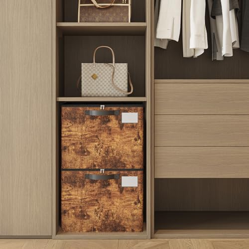 Varhomax Shoe Organizer Box for Closet, Fabric Storage Basket 2 Pack