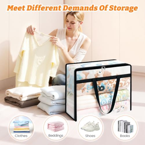 BlissTotes Moving Bags 90L 6PCS, Clear Clothes Storage Under Bed Storage