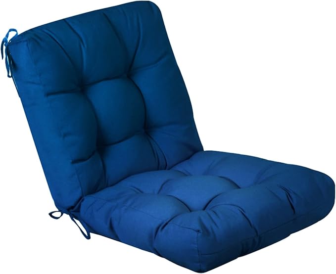 QILLOWAY Outdoor Chair Cushion for Patio Furniture, Waterproof Patio Cushions with Ties, Fade Resistant Replacement Pads for Outdoor Rocking Chairs,Royal Blue