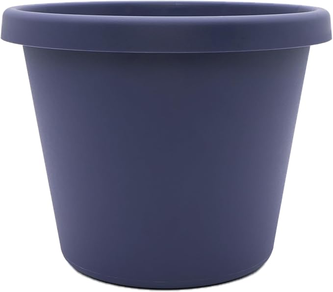 The HC Companies Prima Round Plastic Plant Pot w/Rolled Rim - Lightweight & UV Resistant Flower Pot for Herbs & More - Outdoor & Indoor Plant Pots w/Drainage (8 inch, Twilight Blue, Pack of 1)