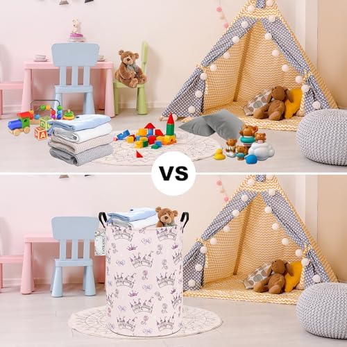 Castle Storage Bin Foldable Nursery Basket | Foldable with Waterproof PE Coating Organizer Bin for Kids Boys and Girls,Office,Bedroom,Clothes