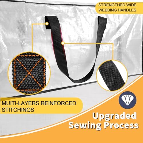 Clear Moving Bags Heavy Duty Extra Large with Strong Zipper Handles