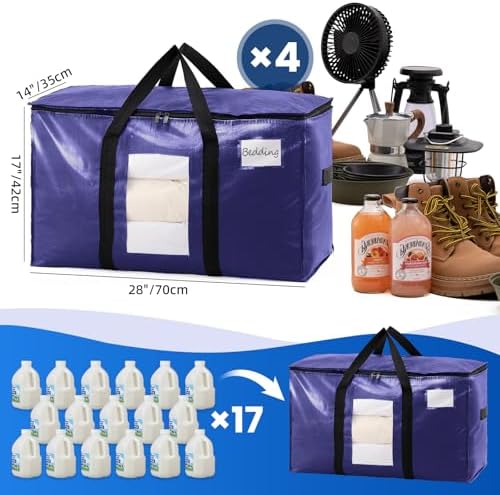 TAILI 4 Pack Dark Blue XXL Moving Bags,Storage Bags with Visible Window