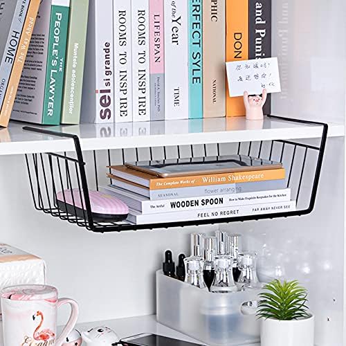 Under Shelf Basket 2 Pack Pantry Shelf Organizer White Metal Cabinet Shelf