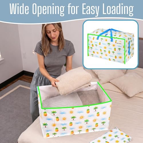 VENO 6 Pack Extra Large Heavy Duty Moving Bags with Wide Opening & Reinforced Handles, Reusable Storage Tote Bags with Strong Zippers for Clothes, College Dorm Essentials & Moving Supplies