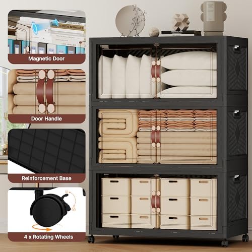 1288QT Extra Large Stackable Storage Bins with Lids & Wheels