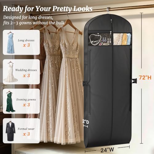 MISSLO 72" Wedding Dress Garment Bag for Travel with Loackabe-Self Zipper