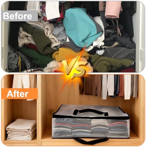 Fasmov 4 Pack Oversized Clear Storage Bag with Handles and Zippers, Vinyl Storage Bag for Comforter, Blanket, Bedding, Duvet, Transparent Moving Tote, Under the Bed Storage, Garage Organizer