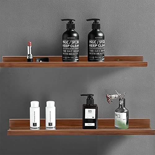 AZSKY Light Walnut Color Wood Wall Floating Shelves for Wall 36 Inch Bookshelf Wall Mount Picture Photo Frames Display Rack with Ledge Decorative Storage Shelves a Set of 2