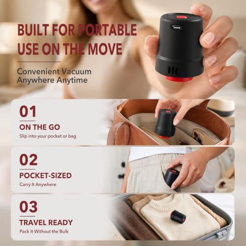 MEIQIHOME 20 Pack PackEase Travel Vacuum Bags 1800mAh Wireless Pump, 80% Compression Space Saver for Luggage, Clear PA+PE Reusable Seal Bags for Clothes, Portable Electric Air Pump for Travel & Home