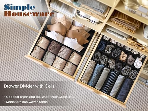 Simple Houseware 4-Pack Drawer Organizer Set for Underwear/Socks/Bra, Black