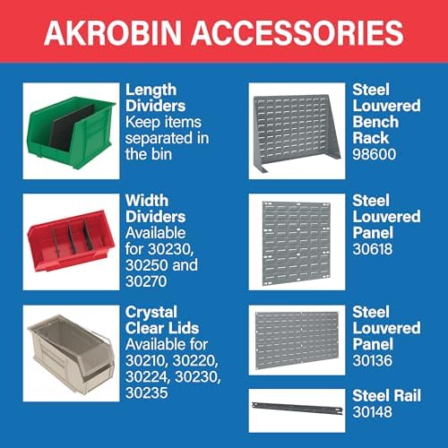 Akro-Mils 30230 AkroBins Plastic Storage Bins, 11"x5"x5", Black, 12-Pack