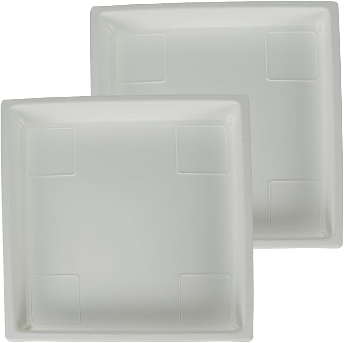 The HC Companies 11 Inch Accent Square Plant Saucer, Lightweight UV-Resistant Plastic Outdoor & Indoor Flower Pot Tray, 2-Pack Plant Pot Trays for Garden & Home Decor, White