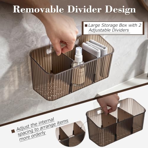 7 Pack Cabinet Door Organizer Adhesive Wall Mount Storage Bins Makeup Containers Stackable Organizer Basket for Kitchen Cabinets, Bathroom, Pantry, Office, Refrigerator (Frosted Gray)