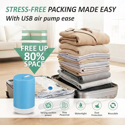 Travel Vacuum Storage Bags with Rechargeable Cordless USB Pump, 35 Combo