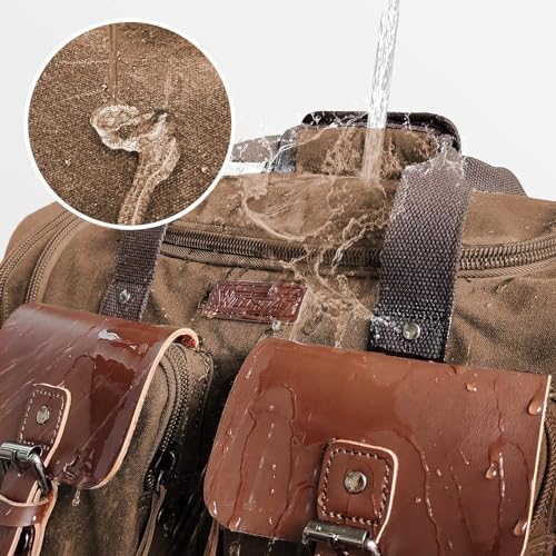 Wildroad Waxed Canvas Duffle Bag - 60L Weekender Overnight Travel Bag