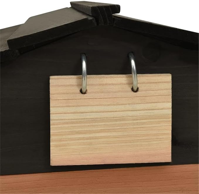 Pemberly Row Wooden Lawn Mower Garage, 27.6 x 30.7 x 21.3 in, Black/Brown Finish, Weatherproof Firwood Construction, Rustic Outdoor Storage Shed for Garden Equipment