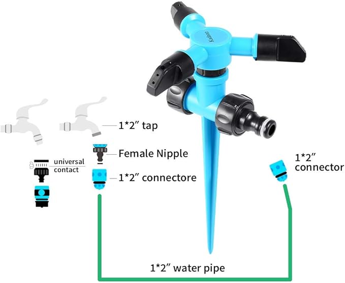 Kadaon Garden Sprinkler, 360 Degree Rotating Lawn Sprinkler Large Area Coverage - Adjustable, Weighted Gardening Watering System