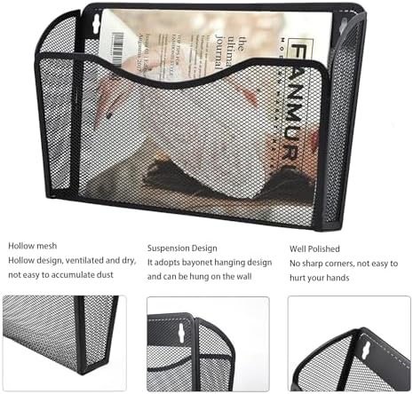 Gawerk 3 Pack Wall File Organizer, Mesh Wall File Pocket Mail Organizer Hanging Metal Vertical Wall Mounted File Holder for Office/Home