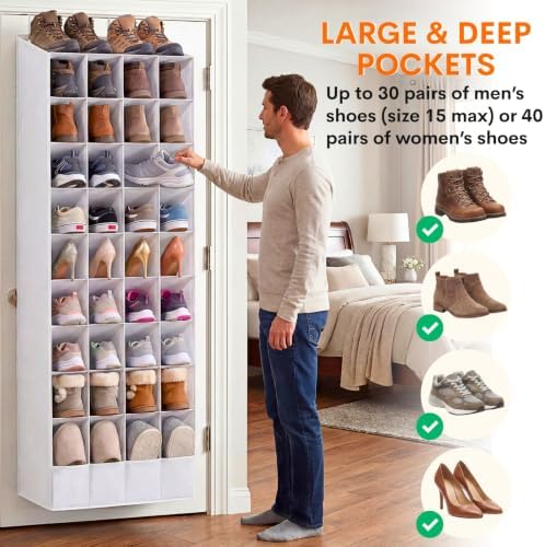 Ofiray-home Over the Door Shoe Organizer, 30-40 Pairs