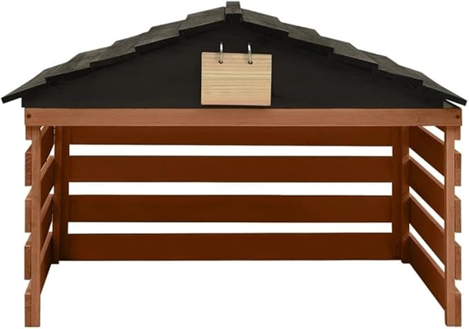 Pemberly Row Wooden Lawn Mower Garage, 27.6 x 30.7 x 21.3 in, Black/Brown Finish, Weatherproof Firwood Construction, Rustic Outdoor Storage Shed for Garden Equipment