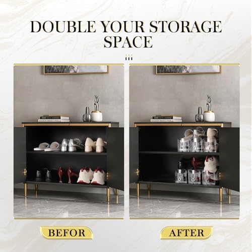Shoe Slots Organizer 10 Pack - Shoe Stackers,3 Levels Adjustable,Space Savers 50%,Double Layer Holders for Closet (Transparent),Organizador de Zapatos
