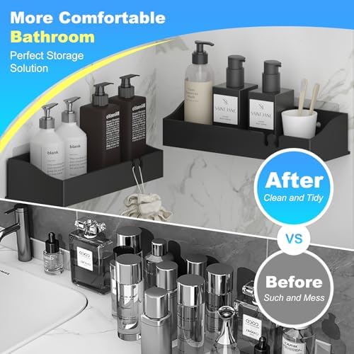 Acrylic Shower Organizer 3 Pack, Acrylic Adhesive Shelves Wall Mounted Bathroom Shower Caddy, No Drilling Required, Suitable for Shower and Kitchen Storage