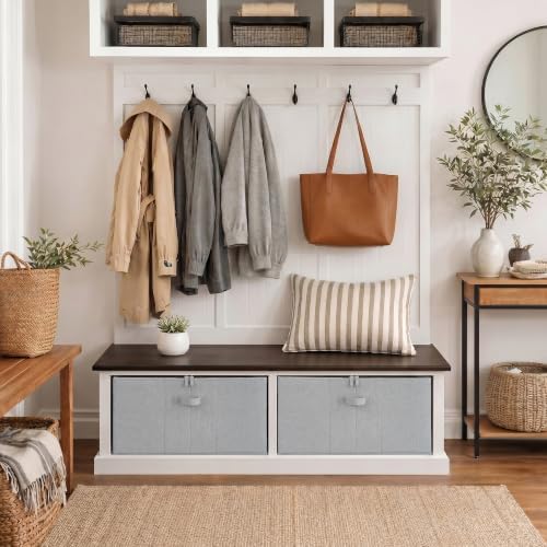StorageWorks 24-Pair Large Shoe Storage Closet, Adjustable Dividers, Grey | Holds up to 24 Pairs, Foldable, Clear Lid, Reinforced Handles, Fits Sneakers, Sandals & Flats, For Closet, Entryway