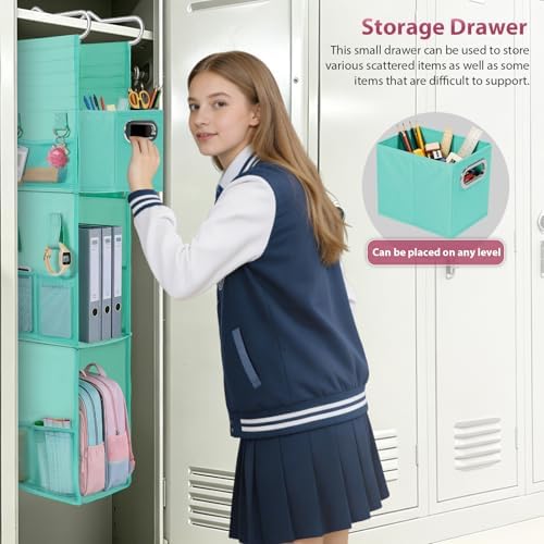 LOVEGRASS 3 Shelf Hanging Locker Organizer with Side Pockets, Dark Green