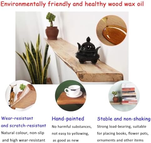 Wooden Floating Shelf, Wall-mounted Shelf, Solid Wood Bookshelf, Thickness 2.5cm, Strong Load-bearing Capacity, Abrasion-resistant And Scratch-resistant(Original wood colour,60 * 20cm)