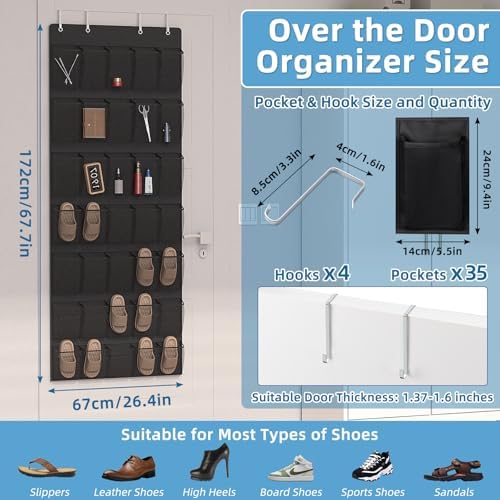 Aisoso Over the Door Shoe Organizer, Black