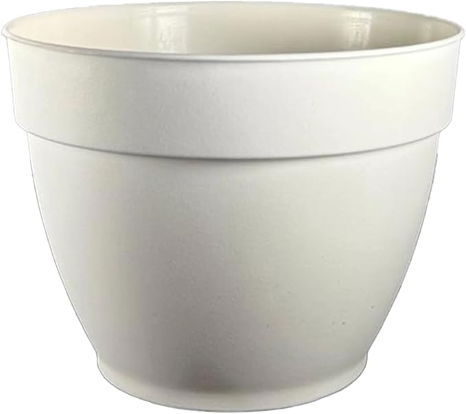 15" Classic Plastic Planter, Multipurpose Pot for Indoor & Outdoor Plants,Cream White