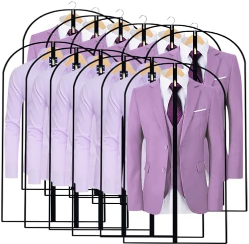 Garment Bags for Hanging Clothes 24'' x 40'' (Set of 12) Coat Covers for Closet Foldable Washable Dress Bags for Hanging Clothes for Long Dress Dance Costumes Suits Gowns Coats